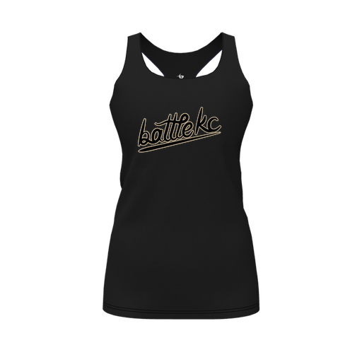 [CUS-DFW-RCBK-PER-BLK-FYS-LOGO1] Racerback Tank Top (Female Youth S, Black, Logo 1)