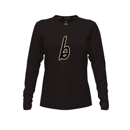 [FTLVCFBK-FYXS-LOGO3] Decker Comfort T-Shirt (Female Youth XS, Black, V Neck, Logo 3, Long Sleeve)