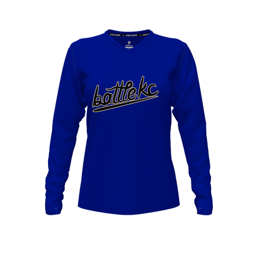 [FTLVCFRY-FYXS-LOGO1] Comfort T-Shirt (Female Youth XS, Royal, V Neck, Logo 1, Long Sleeve)