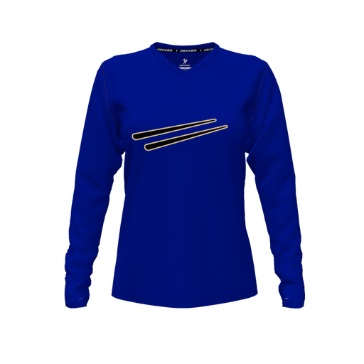 [FTLVPTRY-FYXS-LOGO2] Decker Performance T-Shirt (Female Youth XS, Royal, V Neck, Logo 2, Long Sleeve)