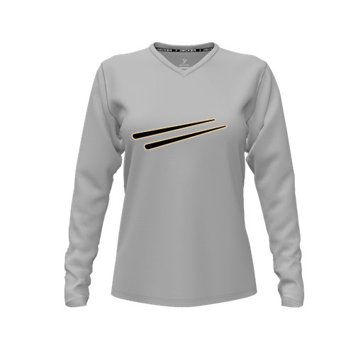 [CUS-DFW-TEES-PER-VNK-LSL-GRY-FYXS-LOGO2] Performance T-Shirt (Female Youth XS, Gray, V Neck, Logo 2, Long Sleeve)