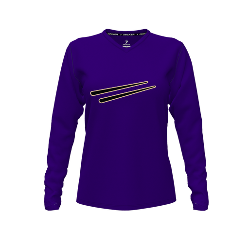[CUS-DFW-TEES-PER-VNK-LSL-PUR-FYXS-LOGO2] Performance T-Shirt (Female Youth XS, Purple, V Neck, Logo 2, Long Sleeve)