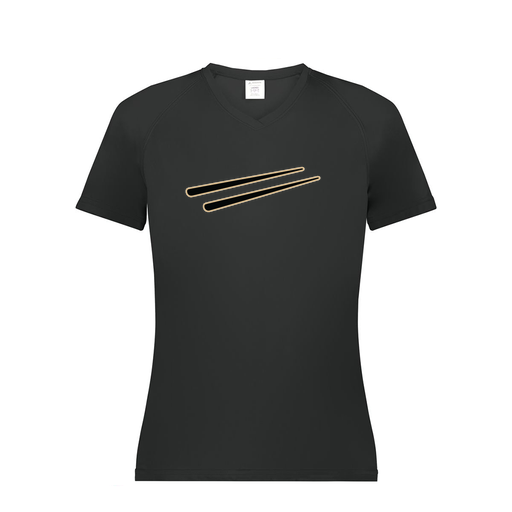 [2792.080.XS-LOGO2] Ladies Smooth Sport V-Neck T-Shirt (Female Adult XS, Black, Logo 2)
