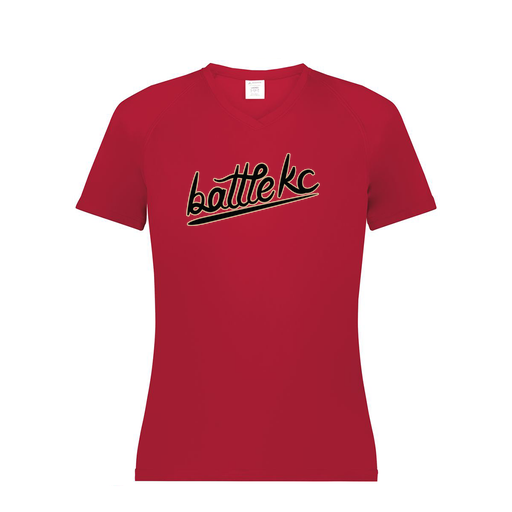 [2792.083.XS-LOGO1] Ladies Smooth Sport V-Neck T-Shirt (Female Adult XS, Red, Logo 1)