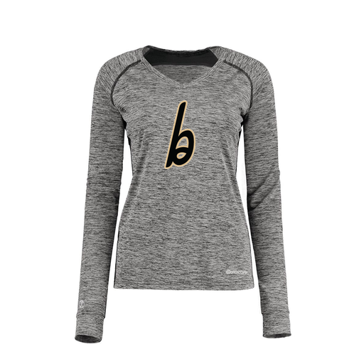 [222770.K94.XS-LOGO3] Ladies Electric Long Sleeve Shirt (Female Adult XS, Black, Logo 3)