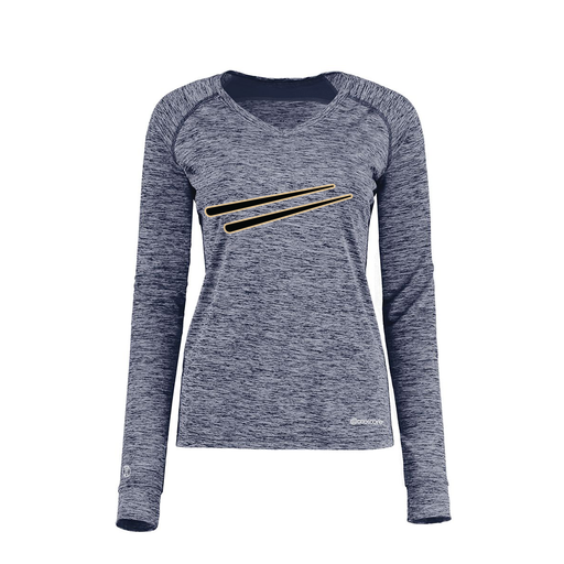 [222770.U22.XS-LOGO2] Ladies Electric Long Sleeve Shirt (Female Adult XS, Navy, Logo 2)
