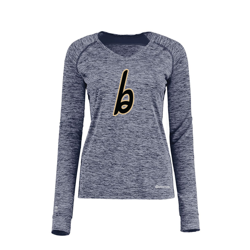 [222770.U22.XS-LOGO3] Ladies Electric Long Sleeve Shirt (Female Adult XS, Navy, Logo 3)