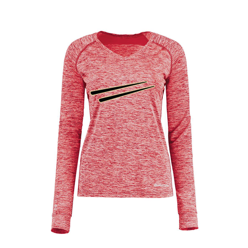 [222770.T20.XS-LOGO2] Ladies Electric Long Sleeve Shirt (Female Adult XS, Red, Logo 2)