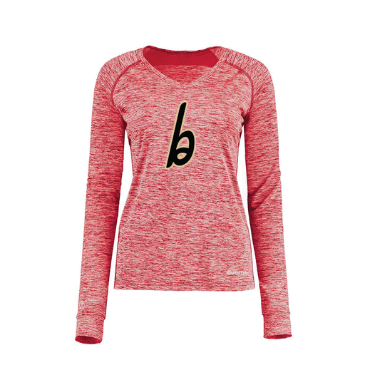 [222770.T20.XS-LOGO3] Ladies Electric Long Sleeve Shirt (Female Adult XS, Red, Logo 3)