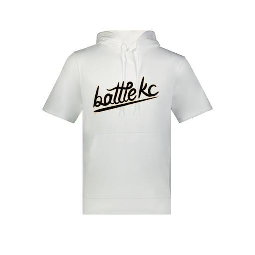 [6871.005.S-LOGO1] Men's Dri Fit Short Sleeve Hoodie (Adult S, White, Logo 1)