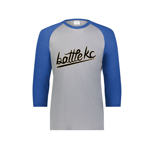 [6879.28V.S-LOGO1] Men's Vintage 3/4 Sleeve T-Shirt (Adult S, Royal, Logo 1)