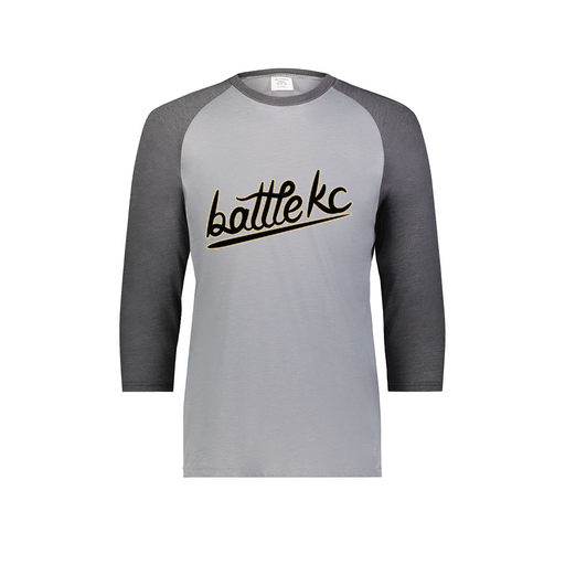 [6879.30V.S-LOGO1] Men's Vintage 3/4 Sleeve T-Shirt (Adult S, Gray, Logo 1)