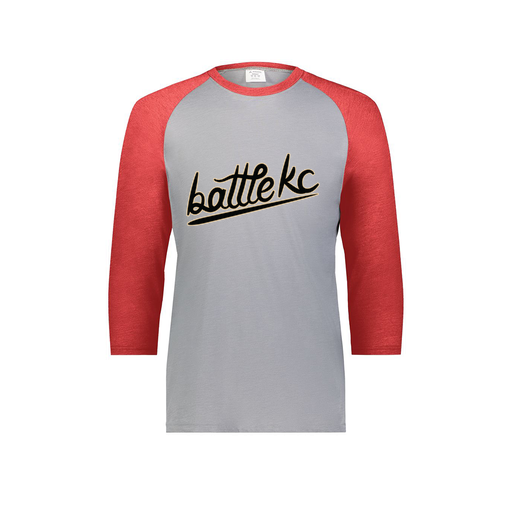 [6879.27V.S-LOGO1] Men's Vintage 3/4 Sleeve T-Shirt (Adult S, Red, Logo 1)