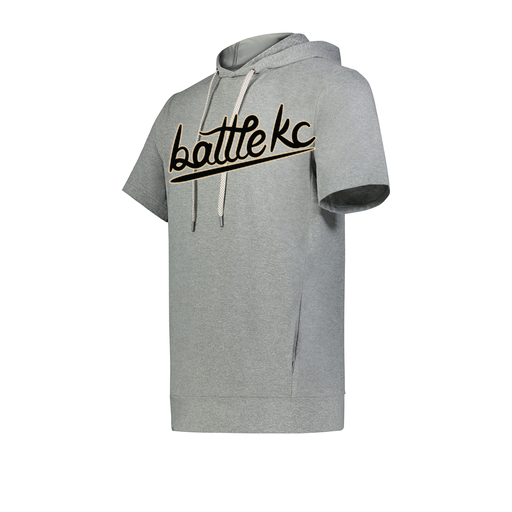 [222605-SIL-YS-LOGO1] YOUTH VENTURA SOFT KNIT SHORT SLEEVE HOODIE (Youth S, Silver, Logo 1)