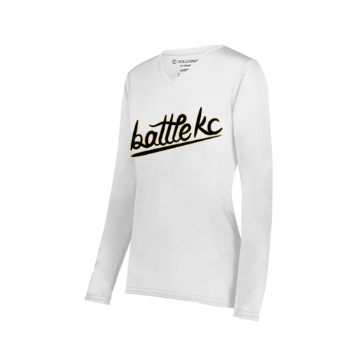 [222824.005.S-LOGO1] Ladies LS Smooth Sport Shirt (Female Adult S, White, Logo 1)