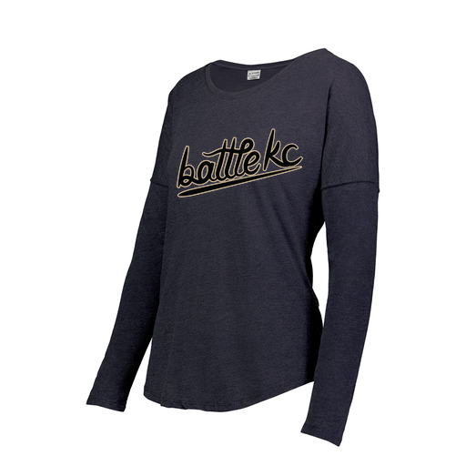 [FTLCUBNV-FAXS-LOGO1] Ladies LS Ultra-blend T-Shirt (Female Adult XS, Navy, Logo 1)